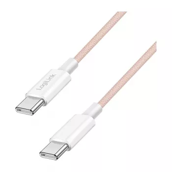 Cavo LogiLink USB 2.0 Type-C a Type-C, 1 m, 60W Power Delivery, nylon intrecciato, rosa