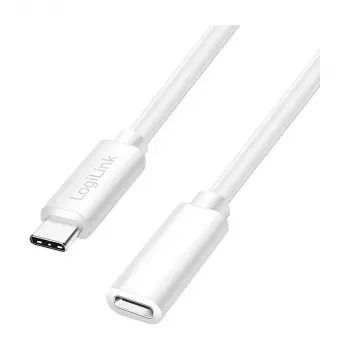 Logilink Cavo di prolunga USB 2.0 USB-C (connettore maschio su connettore femmina) – 100W PD, 480 Mbps, bianco, 2 m