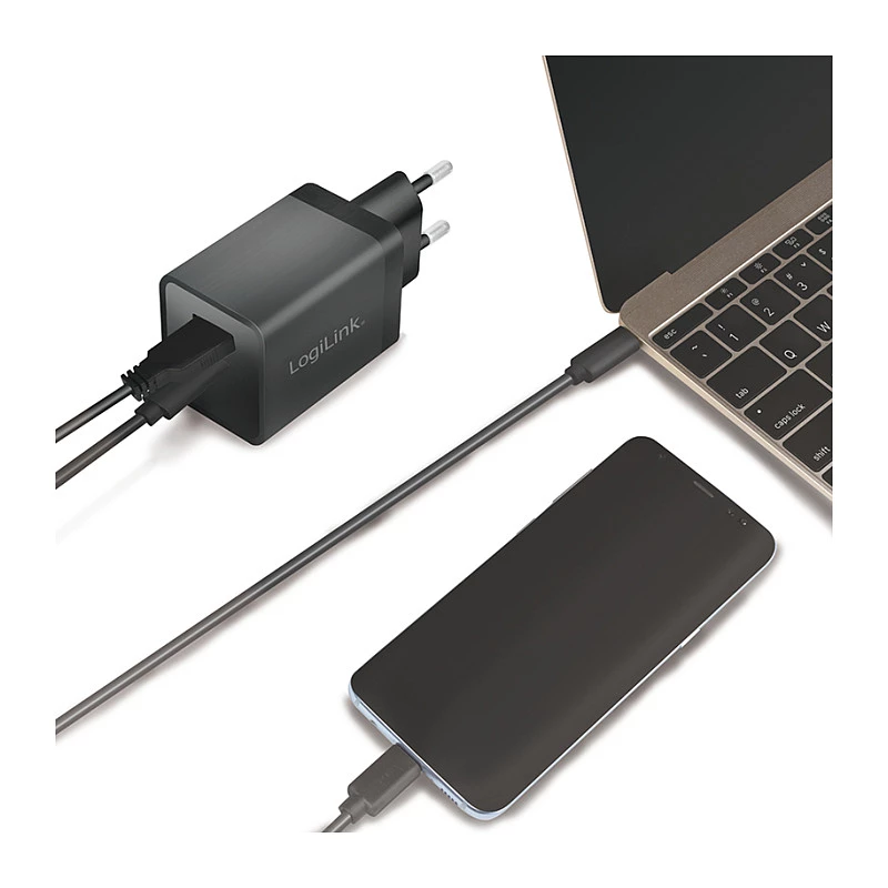 Logilink Kit di ricarica USB-A/C, 15 W, 1x USB-A, 1x USB-C, nero