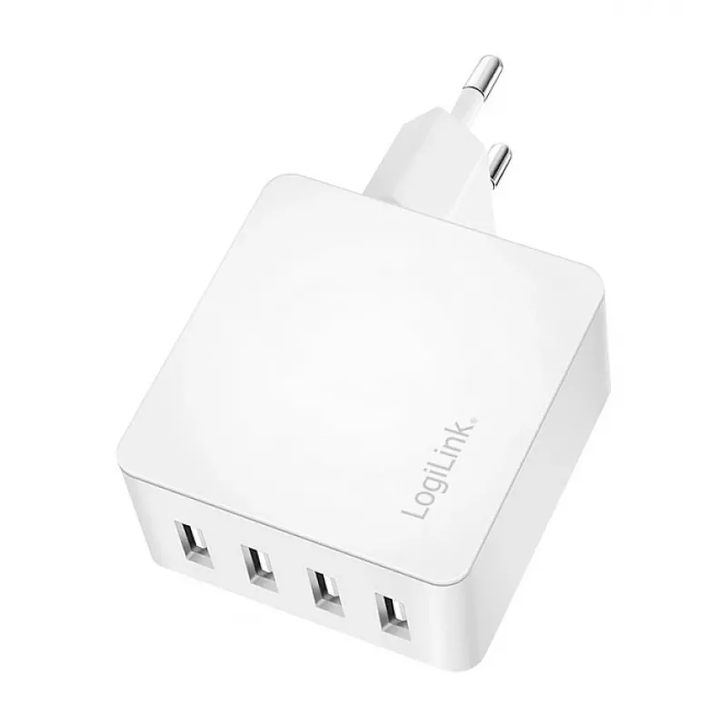 Logilink caricabatterie USB-A, 24 W, 4 porte, 4x USB-A, bianco