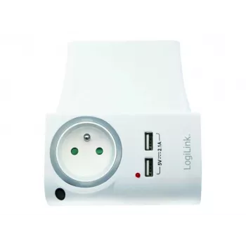 LogiLink caricabatterie da parete USB-A 10,5 W, 2 porte, con stazione di ricarica, bianco