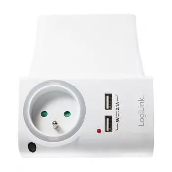 LogiLink caricabatterie da parete USB-A 10,5 W, 2 porte, con stazione di ricarica, bianco