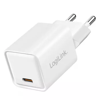 LogiLink caricabatterie USB-C 20 W GaN, 1 porta, USB Power Delivery, bianco