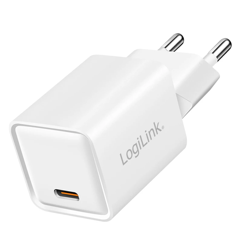 LogiLink caricabatterie USB-C 20 W GaN, 1 porta, USB Power Delivery, bianco