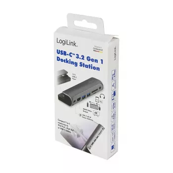 LOGILINK docking station USB-C, 7 porte, USB 3.2 Gen1, 100W PD, 4K HDMI, per iPad, alluminio (UA0385)