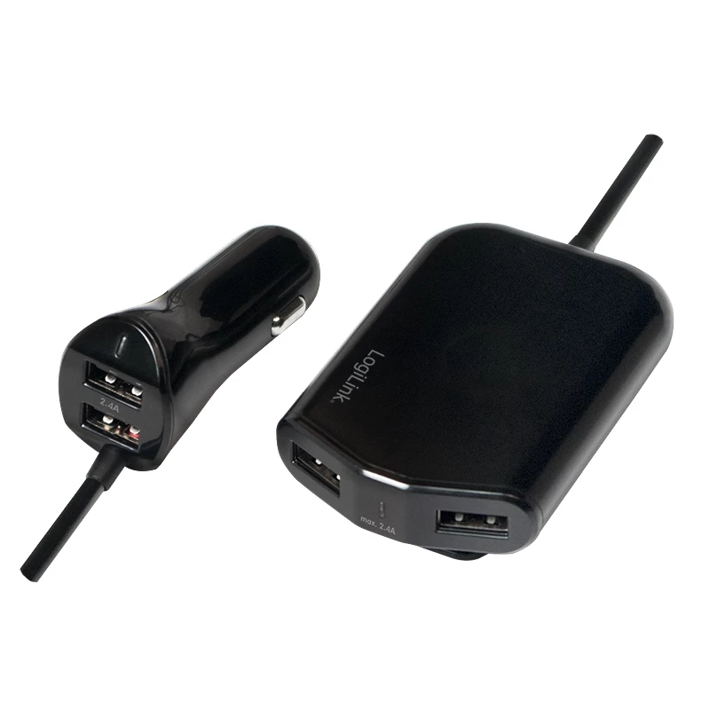 Logilink caricabatterie da auto USB, 2+2 porte, 24 W, nero