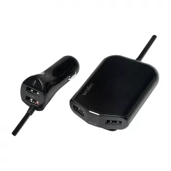 Logilink caricabatterie da auto USB, 2+2 porte, 24 W, nero