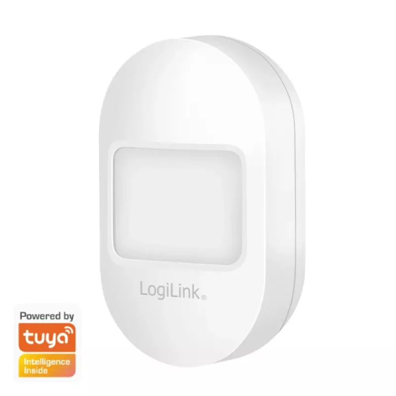 Logilink Sensore di movimento PIR Smart WiFi, compatibile con Tuya, bianco