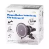 LogiLink Caricabatterie wireless per auto con supporto smartphone 15W, forma rotonda, Qi, bloccaggio automatico, bocchetta di aerazione e ventosa, nero