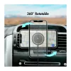 LogiLink Caricabatterie wireless per auto con supporto smartphone 15W, forma rotonda, Qi, bloccaggio automatico, bocchetta di aerazione e ventosa, nero