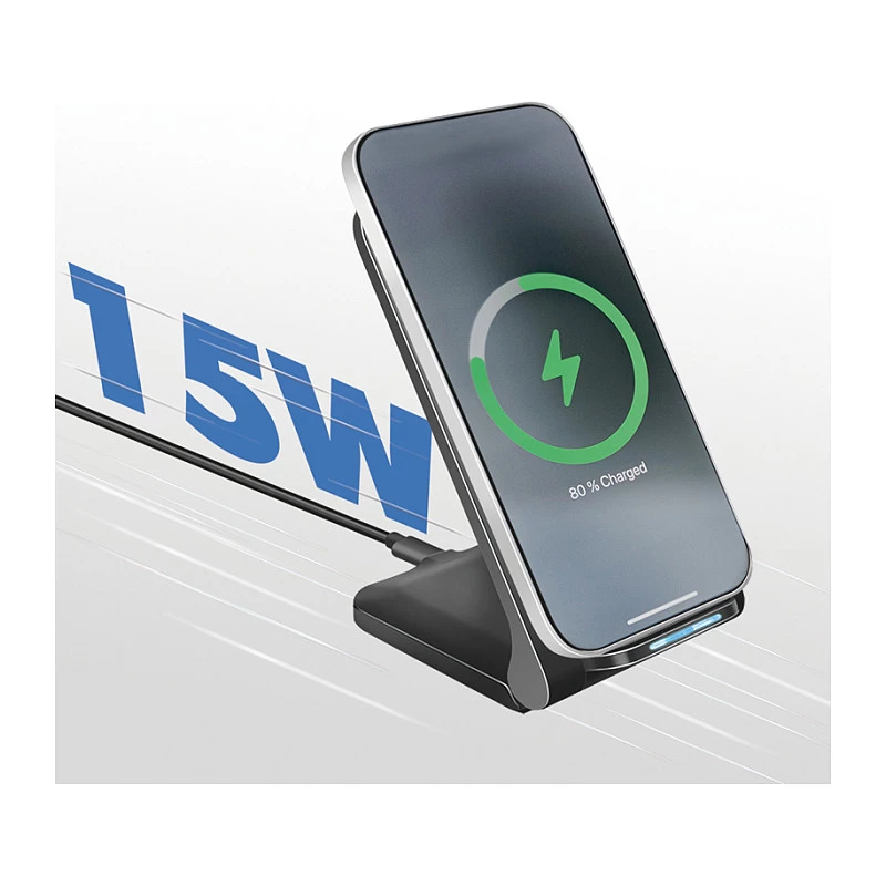 Logilink supporto di ricarica rapida wireless 15 W, doppia bobina, nero