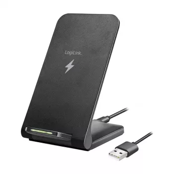 Logilink supporto di ricarica rapida wireless 15 W, doppia bobina, nero