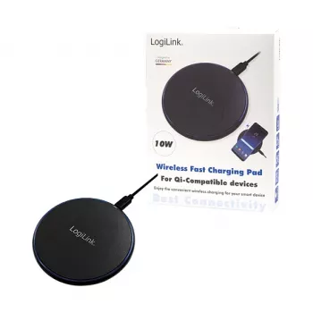 LogiLink caricatore da tavolo wireless rapido 10 W pad di ricarica Qi nero