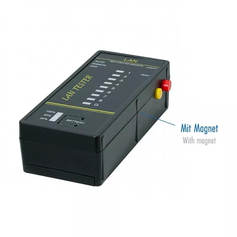 LOGILINK WZ0080 tester per cavi LAN e PoE finder con magnete, torcia, LCD retroilluminato, portata 300 m