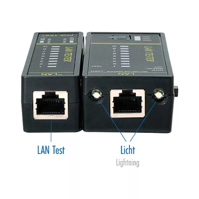LOGILINK WZ0080 tester per cavi LAN e PoE finder con magnete, torcia, LCD retroilluminato, portata 300 m