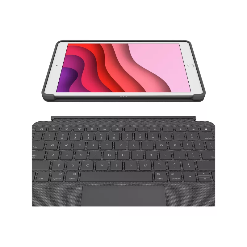 Logitech Combo Touch tastiera e custodia folio con trackpad, retroilluminata, Apple Smart Connector, AZERTY francese, grafite, per iPad Apple 10,2