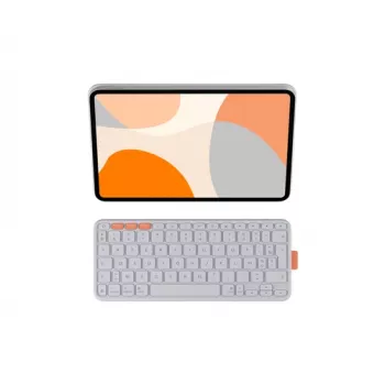 Logitech Flip Folio Custodia con tastiera e folio - formato completo - senza fili - Bluetooth 5.1 LE - AZERTY - francese - grigio chiaro - per Apple iPad Air 10,9