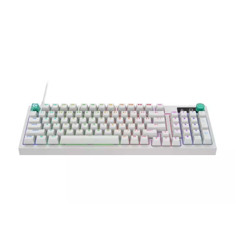 Logitech G316 X 98 tastiera meccanica compatta da gaming, GX Brown Tactile, LIGHTSYNC RGB, bianco, layout tedesco