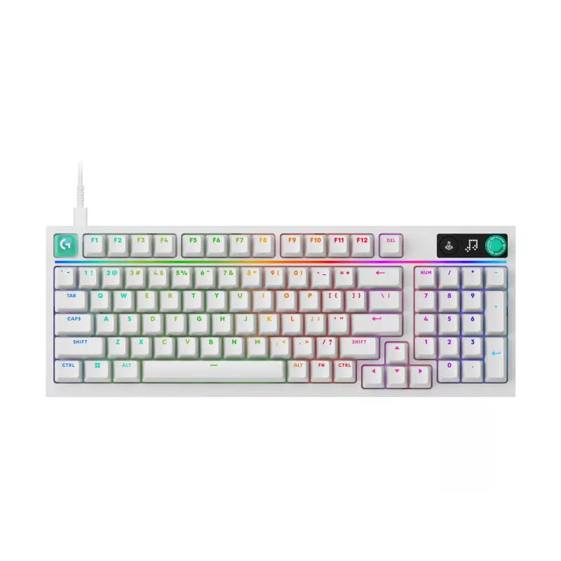 Logitech G316 X 98 tastiera meccanica compatta da gaming, GX Brown Tactile, LIGHTSYNC RGB, bianco, layout tedesco