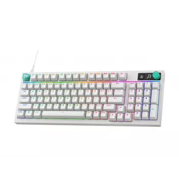 Logitech G316 X 98 tastiera meccanica compatta da gaming, GX Brown Tactile, LIGHTSYNC RGB, bianco, layout tedesco