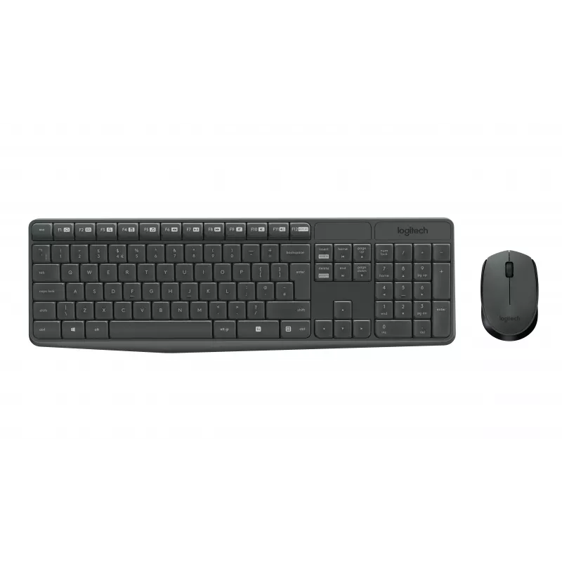 Logitech MK235 Set tastiera e mouse wireless, 2,4 GHz RF, layout QWERTZ, nero, ricevitore USB – 920-008031