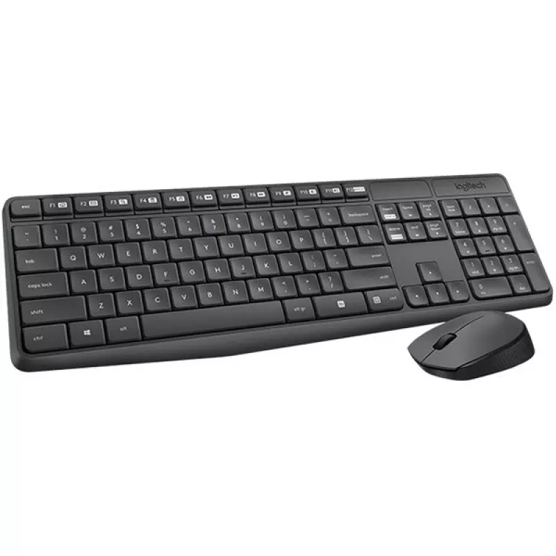 Logitech MK235 Set tastiera e mouse wireless, 2,4 GHz RF, layout QWERTZ, nero, ricevitore USB – 920-008031