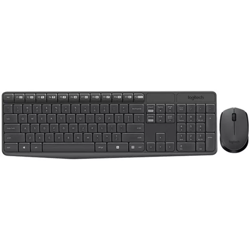Logitech MK235 Set tastiera e mouse wireless, 2,4 GHz RF, layout QWERTZ, nero, ricevitore USB – 920-008031