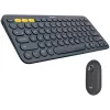 Logitech Pebble 2 Combo Tonal Graphite Set tastiera e mouse wireless, layout francese AZERTY, Bluetooth e ricevitore USB Logi Bolt, clic silenziosi, multi-device, plastica riciclata