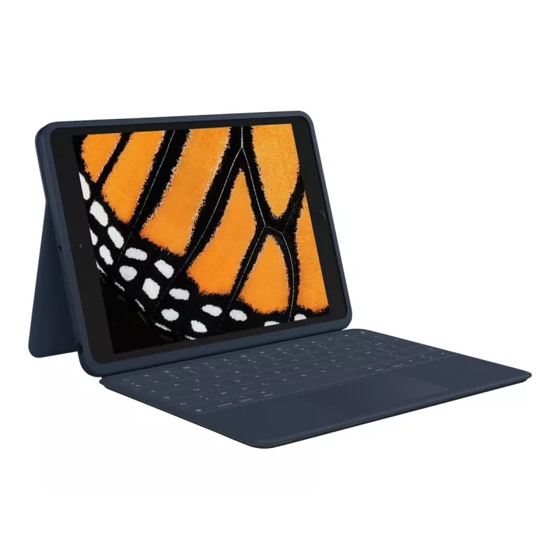 Logitech Rugged Combo 3 Touch for Education - tastiera e custodia folio - con trackpad - Apple Smart Connector - AZERTY - francese - Classic Blue - per istituti scolastici - per iPad Apple 10,2