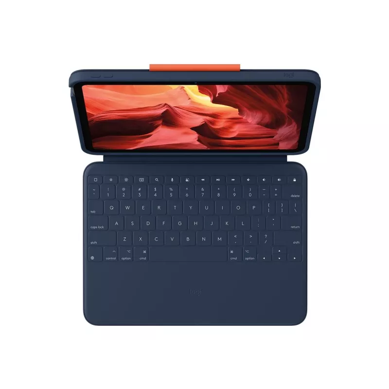 Logitech Rugged Combo 4 Custodia con tastiera e trackpad per iPad 10ª generazione, Apple Smart Connector, Classic Blue