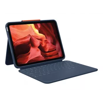 Logitech Rugged Combo 4 Custodia con tastiera e trackpad per iPad 10ª generazione, Apple Smart Connector, Classic Blue