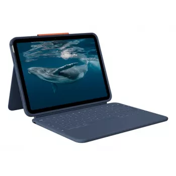 Logitech Rugged Combo 4c Classic Blue custodia con tastiera per iPad con trackpad, Smart Connector, QWERTZ