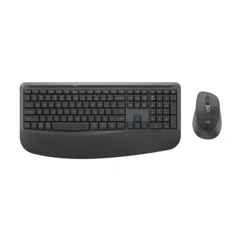 Logitech Signature Comfort Plus Combo MK880 for Business - set tastiera e mouse - Full Size - con indicatore LED della batteria - wireless - USB-C, Bluetooth LE - QWERTZ - tedesco - grafite