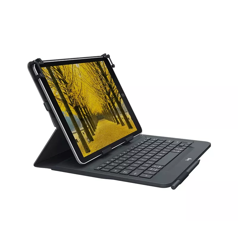 Logitech Tastiera universale e custodia folio per tablet 9-10 pollici, Bluetooth 3.0, layout QWERTZ svizzero tedesco, Graphite