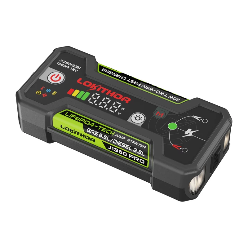 LOKITHOR J1350 Pro 25.6Wh 12V Jump Starter con 2500A di picco e compressore ad aria