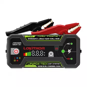 LOKITHOR J1350 Pro 25.6Wh 12V Jump Starter con 2500A di picco e compressore ad aria
