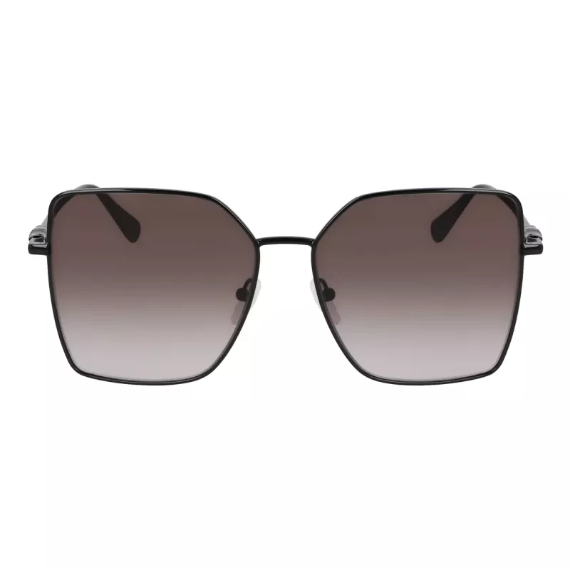 Longchamp LO173S5715001 Occhiali da sole donna - montatura nera, lenti grigie, 57 mm