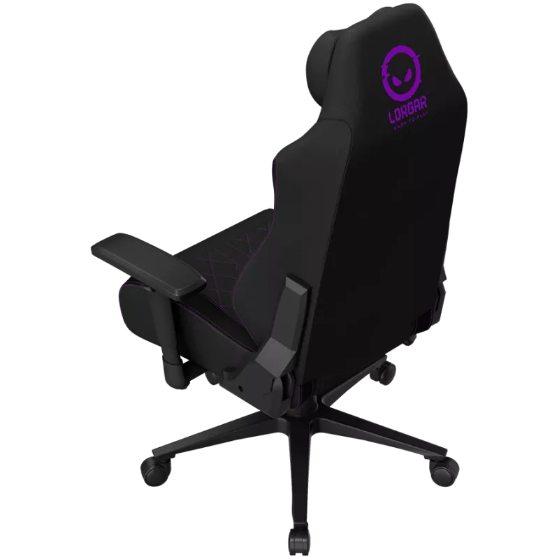 LORGAR CHA41 Sedia da gaming ergonomica Advanced, tessuto Premium Anti-Stain, nero/lilla