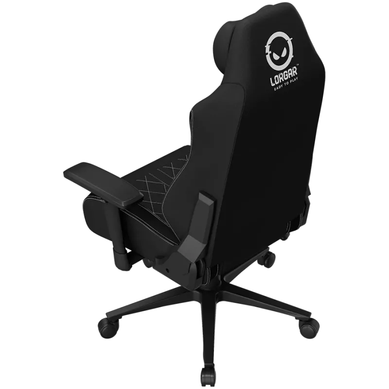 LORGAR CHA41 Sedia da gaming ergonomica Advanced, tessuto premium anti-macchia, nero/bianco