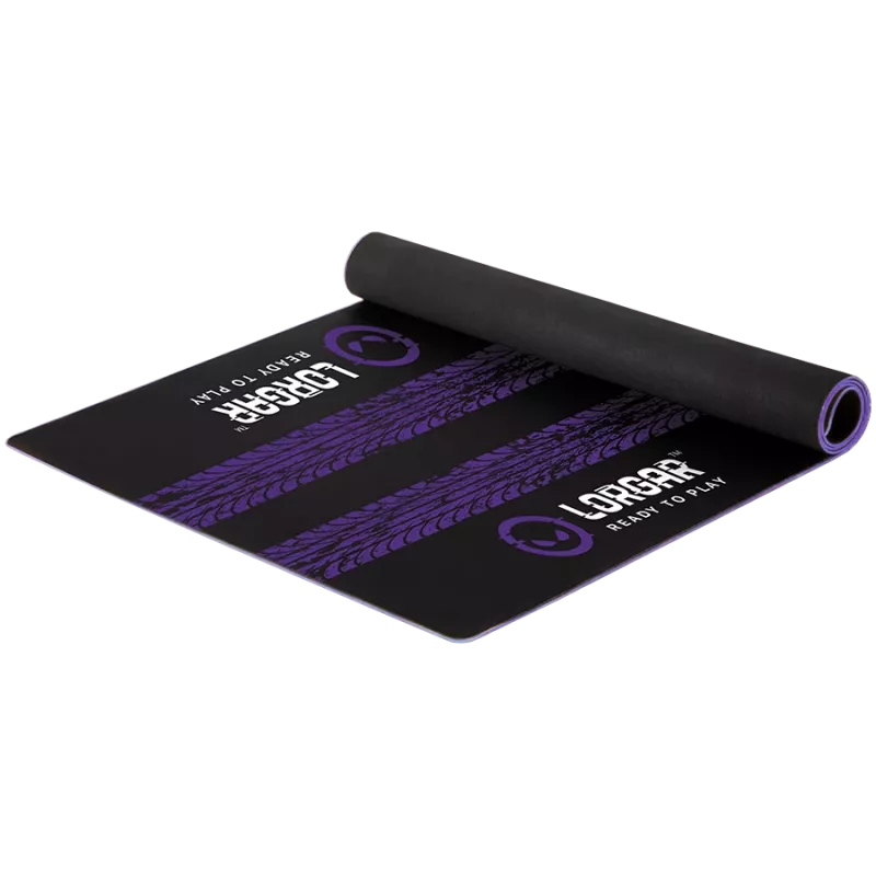 LORGAR RX1FM Tappetino da pavimento Sim Racing Advanced, con bordo overlock, 1700x700x3 mm, nero/viola