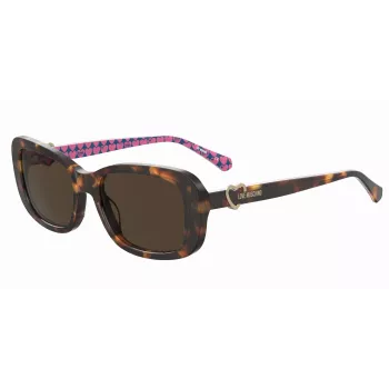 LOVE MOSCHINO Occhiali da sole donna MOL060S05L557 - montatura in acetato havana, lenti in policarbonato marroni, 55/14/145 mm