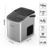 Lovio LVIM001SL Crystal Ice Home macchina del ghiaccio – 12 kg/24h, serbatoio da 2,2L, argento/nero