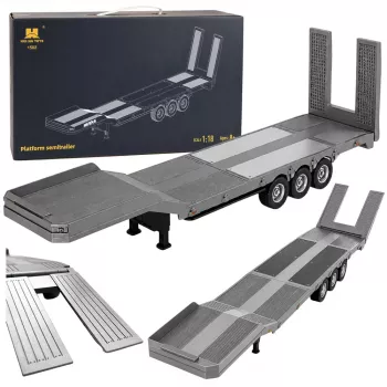 Rimorchio a pianale ribassato per Scania 770S Huina grigio 1:18