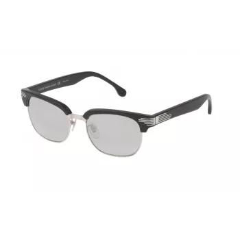 Occhiali da sole unisex rettangolari LOZZA SL2253M52579X - montatura acetato nero lucido, lenti in policarbonato grigie sfumate, larghezza lente 52 mm, protezione 100% UV400