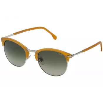 LOZZA SL2293M-579V Occhiali da sole uomo, squadrati, montatura in acetato Havana, lenti in policarbonato verdi, 52 mm