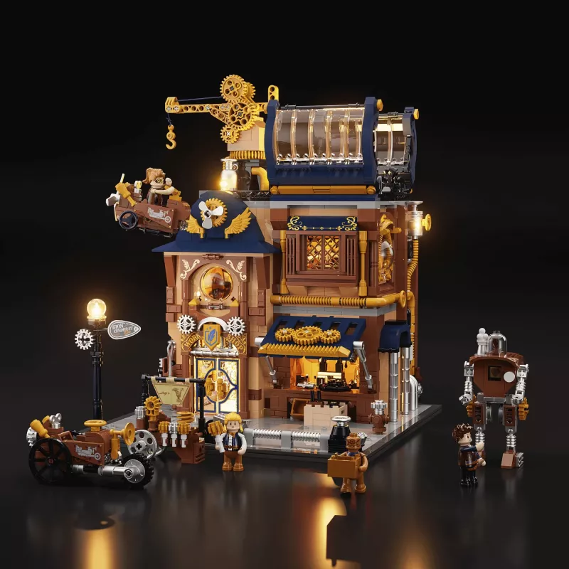 Lumibricks set di costruzioni Steampunk Mechanical Workshop con illuminazione LED - 2150 pezzi