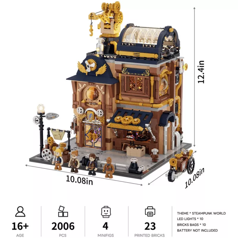 Lumibricks set di costruzioni Steampunk Mechanical Workshop con illuminazione LED - 2150 pezzi