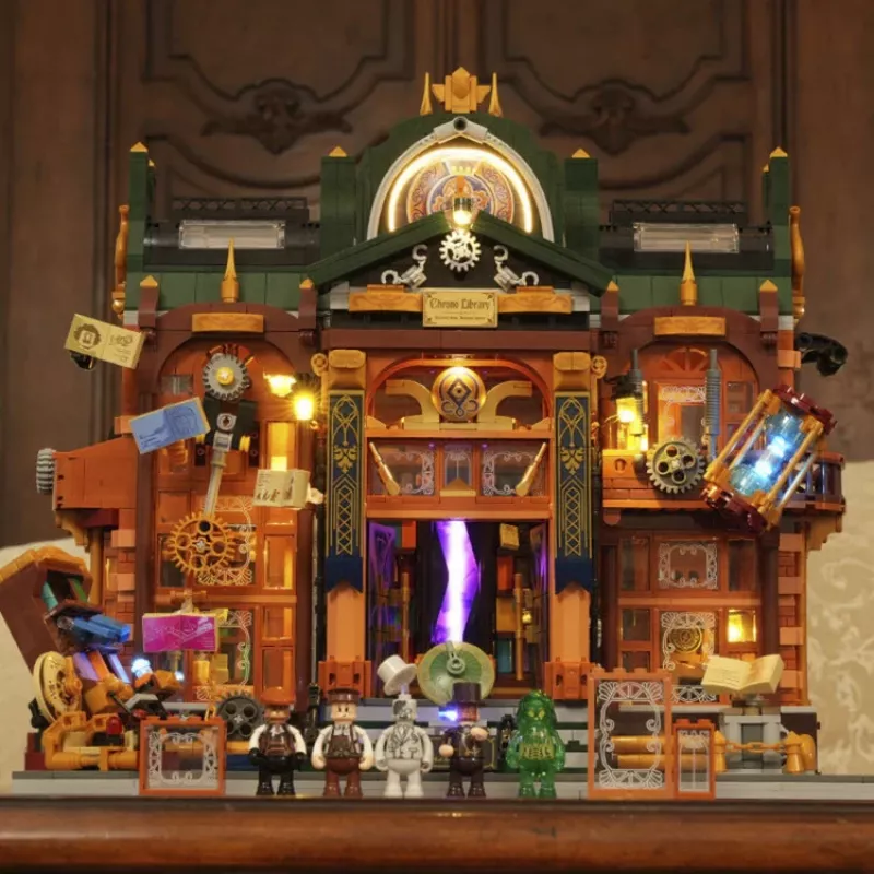 Lumibricks Steampunk Time Rift Library Kit libreria in miniatura fai da te Book Nook