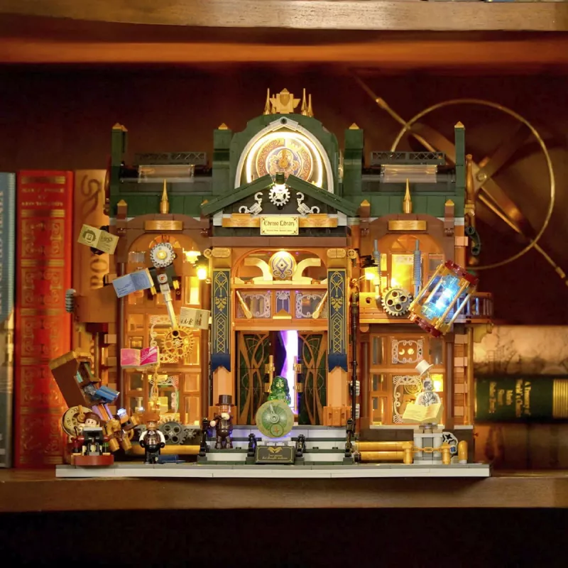 Lumibricks Steampunk Time Rift Library Kit libreria in miniatura fai da te Book Nook