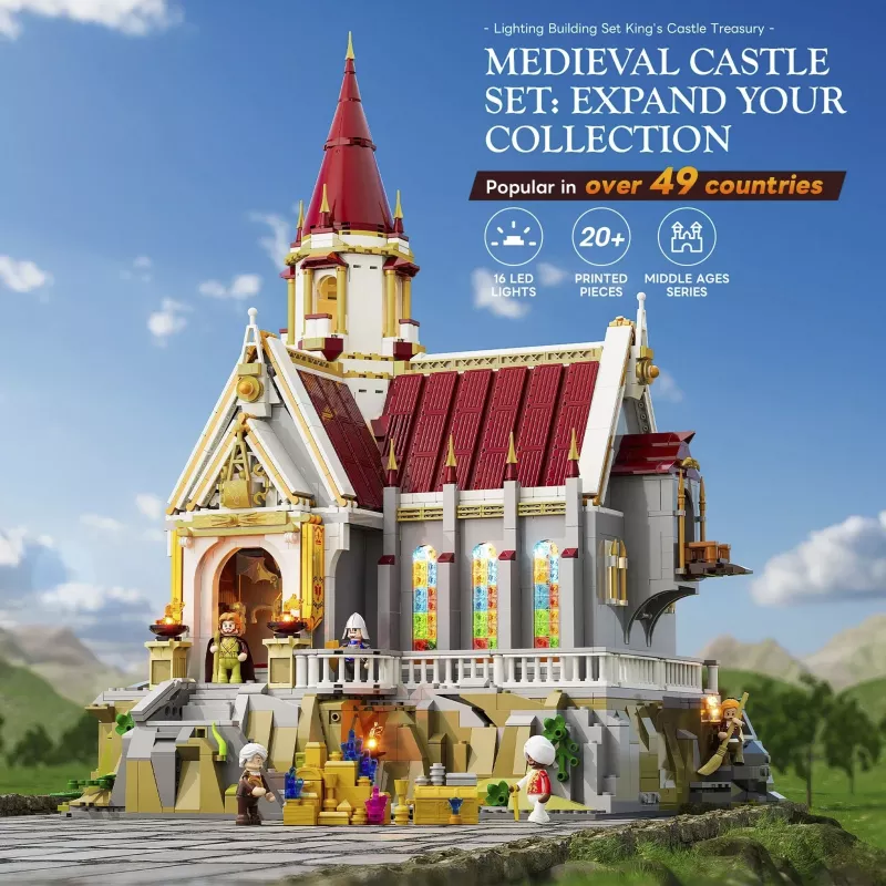 Lumibricks Camera del tesoro del castello reale set di mattoncini con luci LED (985 pezzi)